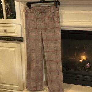 SPANX Women's Pink Plaid Straight Leg Pants